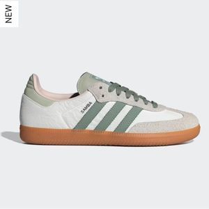 Worn once !! Adidas Samba OG W Cloud White Silver Green Size Women’s 6.5